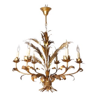 20th Century French Giltwood Chandelier For Sale