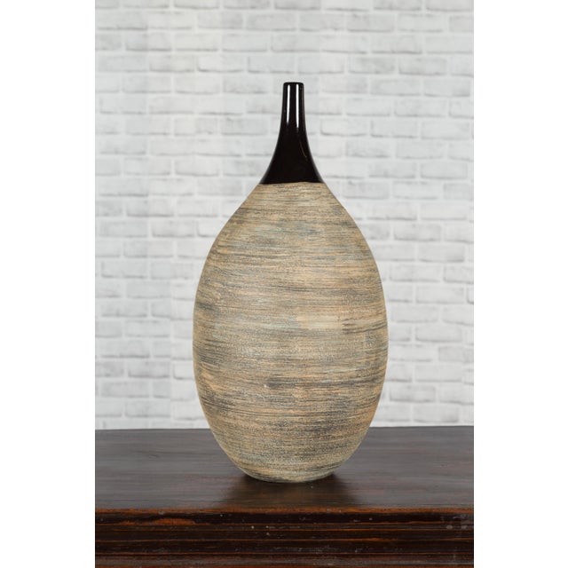 Black Northern Thai Chiang Mai Contemporary Textured Vase from the Prem Collection For Sale - Image 8 of 11