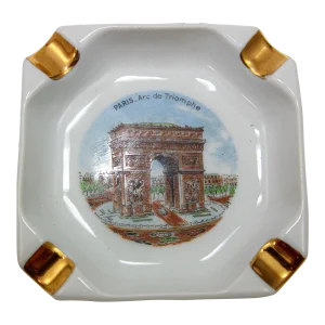 Porcelain Ashtray Limoges Paris Arc De Triomphe Hand-Painted Dish France 1960s