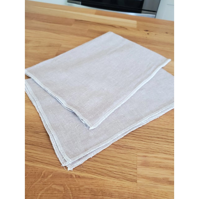 Contemporary Tan Beige Yarn Dyed Linen Kitchen Tea Dish Towels - a Pair For Sale - Image 3 of 7