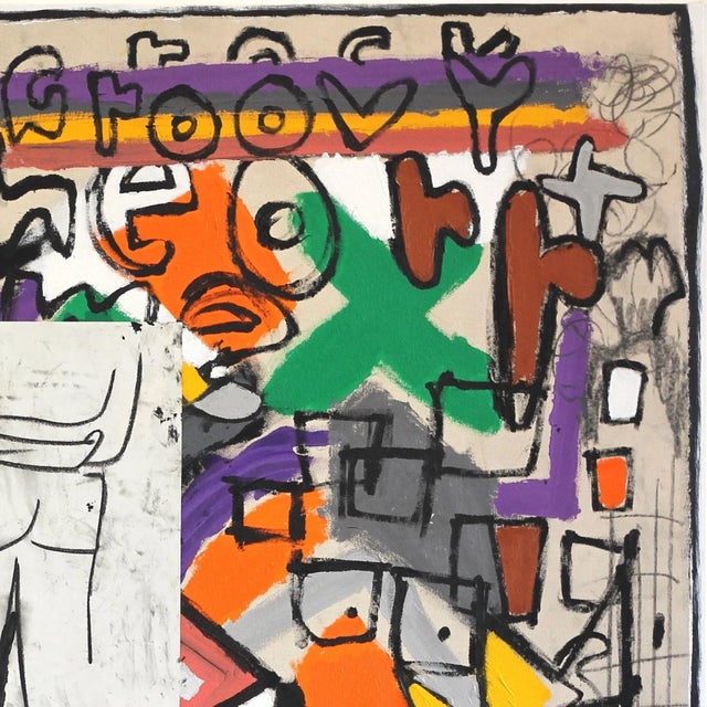 Contemporary Large Figurative Abstract Colorful Contemporary Original Painting "Art School" Jonas Fisch For Sale - Image 3 of 8