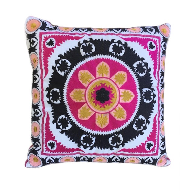 Textile Swati Embroidered Suzani Pillow 20" X 20" For Sale - Image 7 of 7