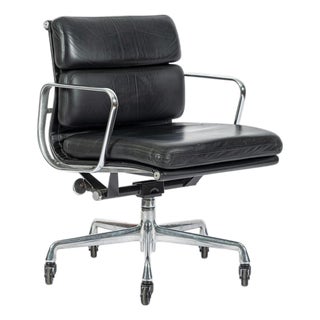 Eames for Herman Miller Black Leather Desk Chair Soft Pad 2000s For Sale