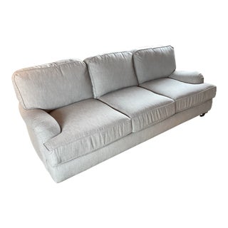 Restoration Hardware Roll Arm Sofa Mist Linen For Sale