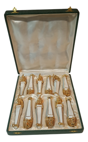 Art Deco Porcelain Sea-Horse Shaped Knife Rests from Robj Paris, France, 1930s, Set of 12
