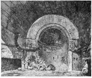 Avanzi di una Sala Termane\. - Original Etching by L. Rossini - 1824 1824