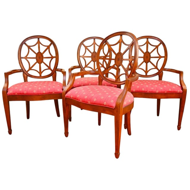 Set of 4 Spider Web Back Arm Chairs. These Arm Chairs are a stunning example of fine craftsmanship, featuring an...