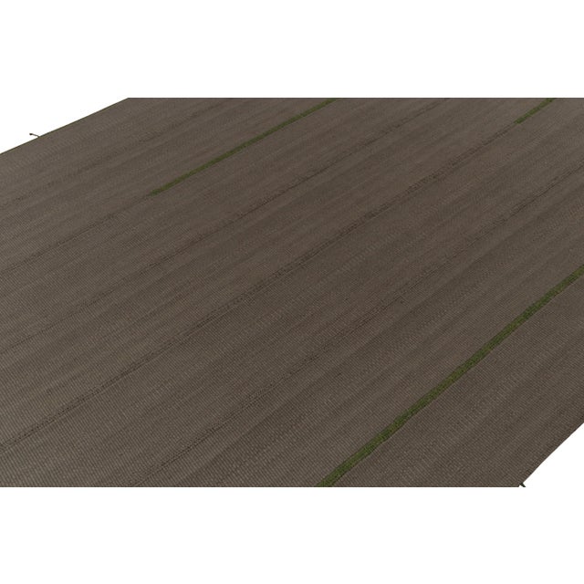 Rug & Kilim Rug & Kilim’s Contemporary Kilim in Gray With Green and Beige-Brown Accents For Sale - Image 4 of 8