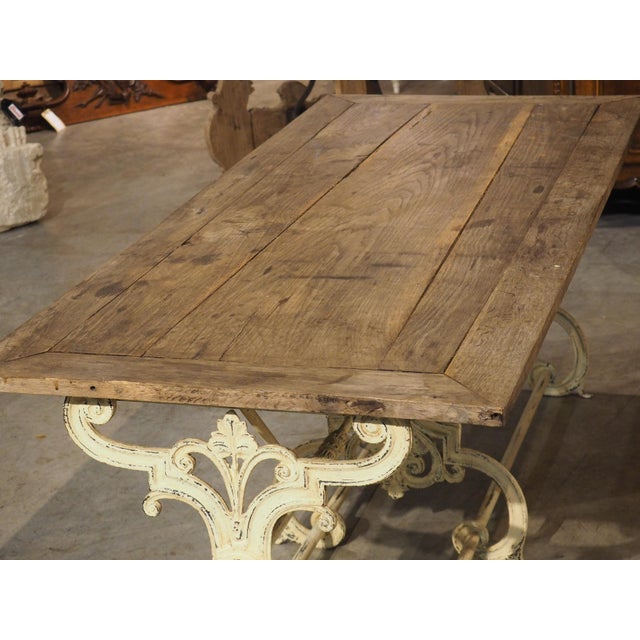 Antique French Painted Cast Iron and Oak Table From Alsace, Circa 1900 For Sale - Image 18 of 18