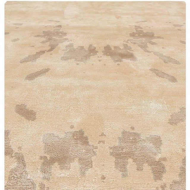 Early 21st Century Contemporary Botanic Beige Silk Rug by Doris Leslie Blau For Sale - Image 5 of 6
