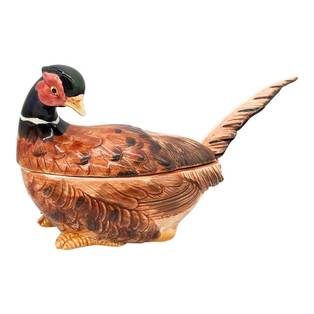 1990 Fitz and Floyd Pheasant Bird Soup Tureen/ Sauce Bowl Chairish