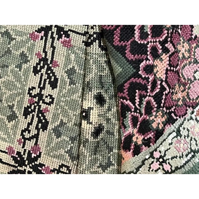 20th Century Austrian Green and Purple Savonnerie Rug, 1920 For Sale - Image 13 of 16