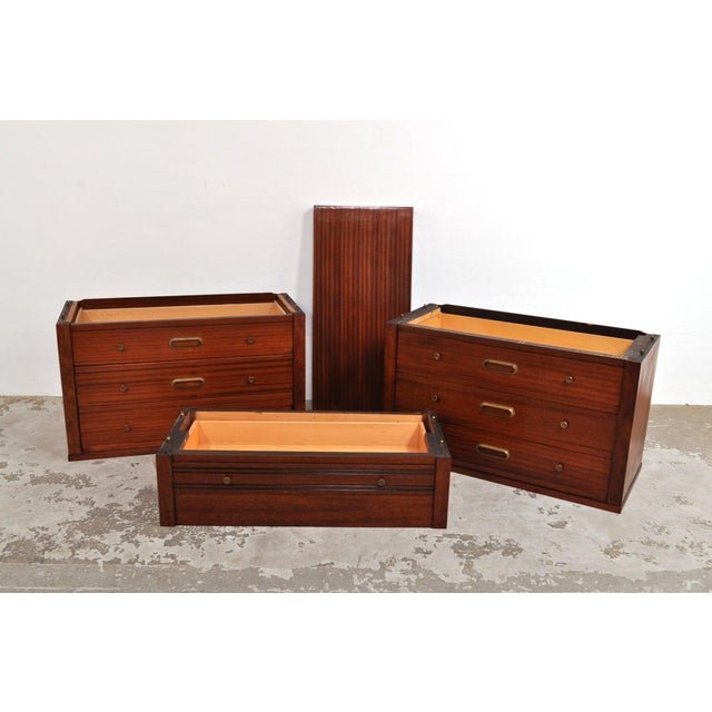 A beautiful modular chest of drawers from the 1950s. This french cabinet is made of mahogany and is in excellent...
