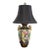Early 20th Century Floral Table Lamp Hand Painted Porcelain Style of Royal Nippon Black Bell Shade For Sale