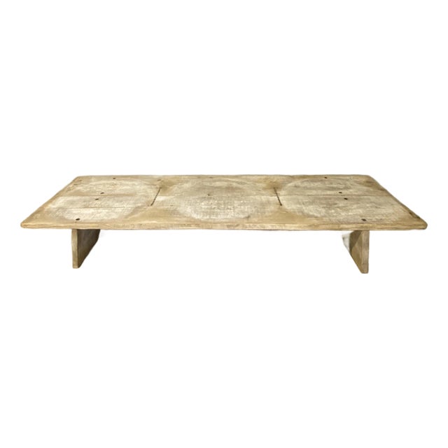 Rustic French Bleached Wood Bench or Coffee Table For Sale