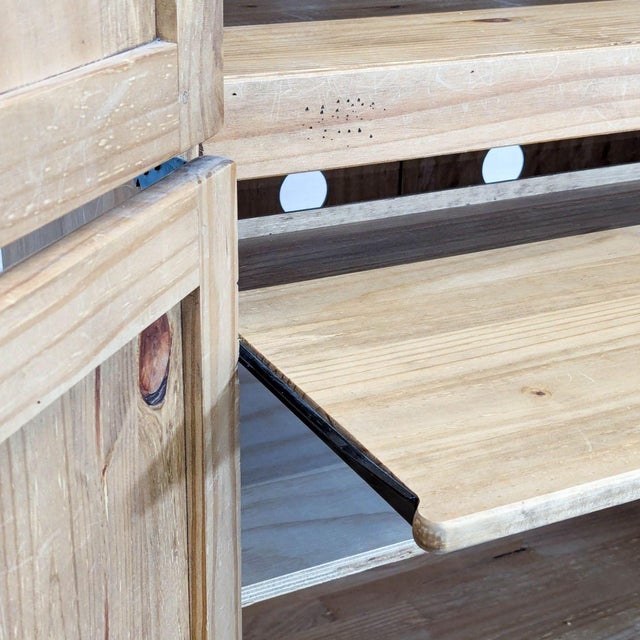 Tan Pier 1 Imports Wooden Armoire For Sale - Image 8 of 11