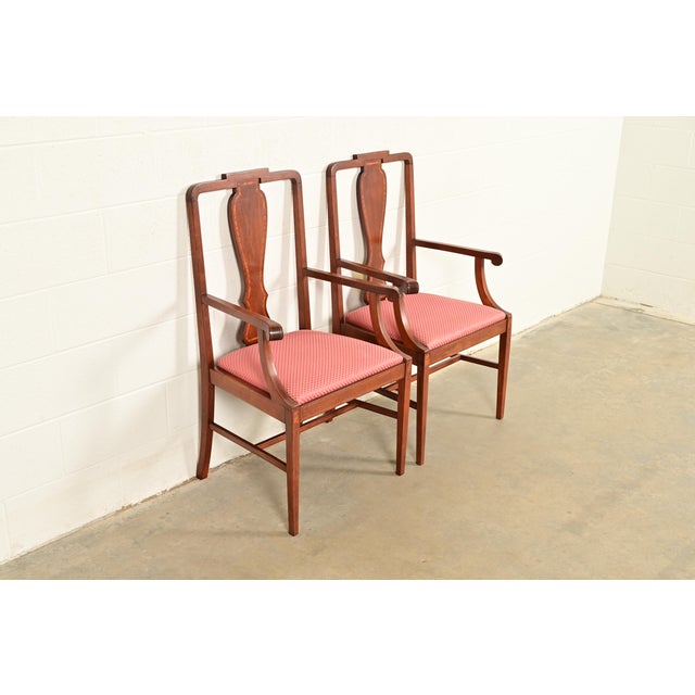 Baker Furniture Company Baker Furniture Style Federal Inlaid Mahogany Armchairs, Pair For Sale - Image 4 of 14