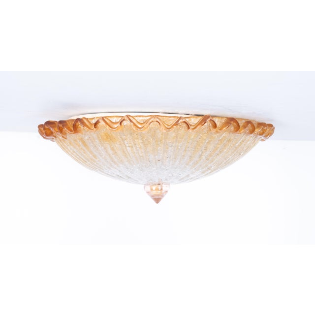 Mid Century Barovier & Toso Attributed Flush Mount Beautiful Amber Color. 2 large E27 bulbs needed. Very good condition....