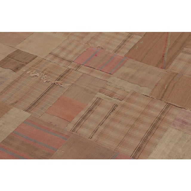 1950s Vintage Turkish Patchwork Rug in Brown and Colorful Design - Rug & Kilim For Sale - Image 5 of 10