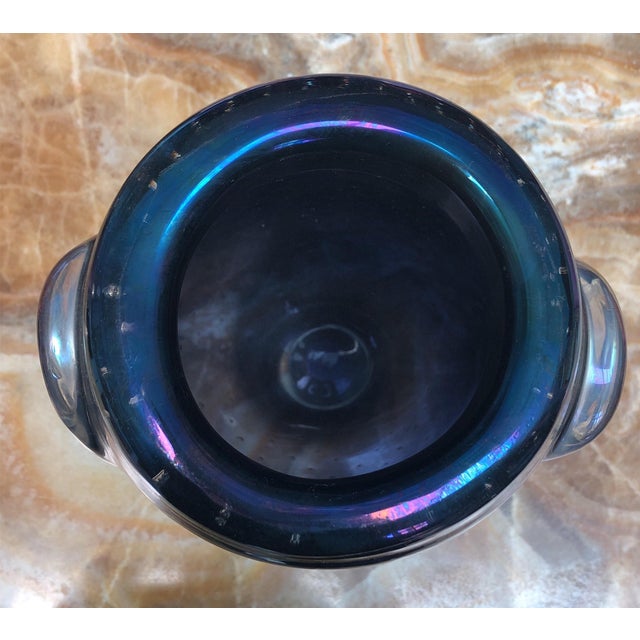 Iridescent Murano Glass Vase With Embedded Bubbles For Sale - Image 4 of 6
