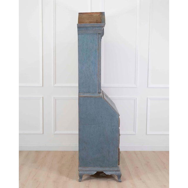 Mid-Century Modern 17th Century Blue Scandinavian Bureau with Original Hardware For Sale - Image 3 of 11