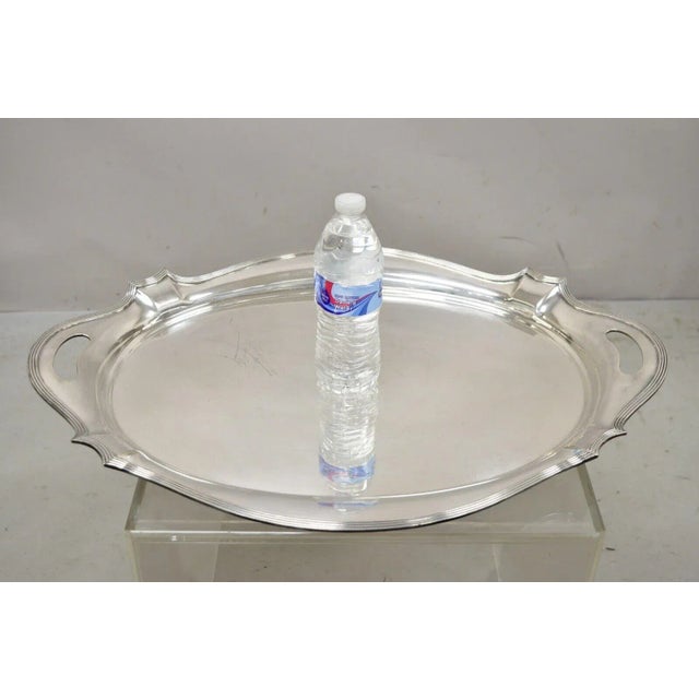 Vintage Gorham Y1038 Art Deco Silver Plated Twin Handle Tray For Sale - Image 11 of 13