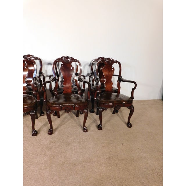 Kindel Furniture Set of 10 Kindel Winterthur Mahogany Queen Anne Ball Claw Dining Arm Chairs For Sale - Image 4 of 17