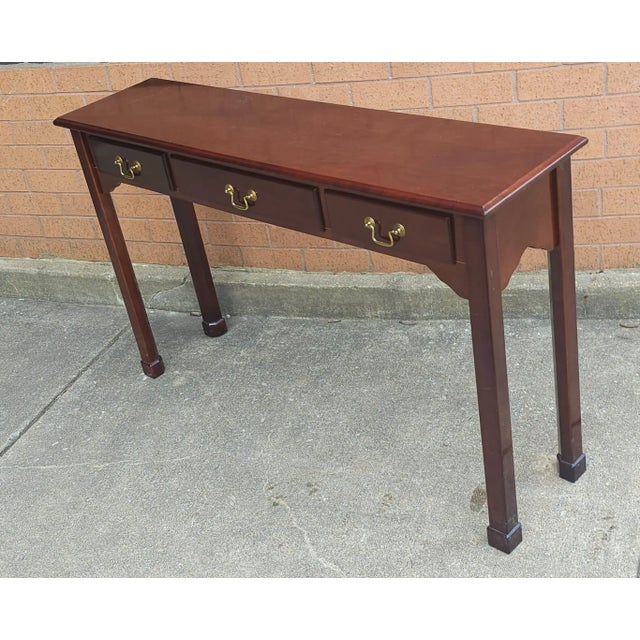 Wood Late 20th Century Chippendale Style Mahogany Console Table For Sale - Image 7 of 10