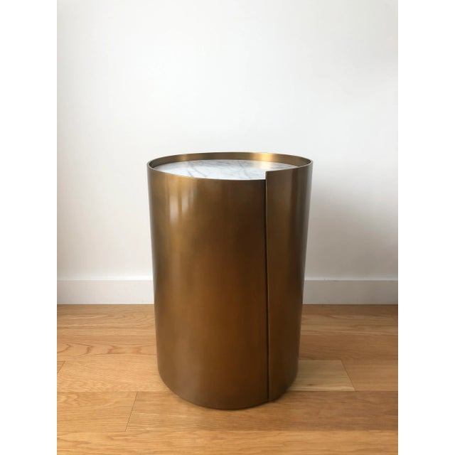 Metal Designer Contemporary Bronze-Finished Alta Side Table For Sale - Image 7 of 7