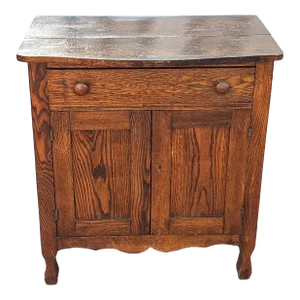 Early 20th Century Single Drawer Oak Storage Side Cabinet