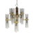 20-Light Brass Arm Chrome Accent Glass Rod Chandelier by Gaetano Sciolari for Lightolier For Sale