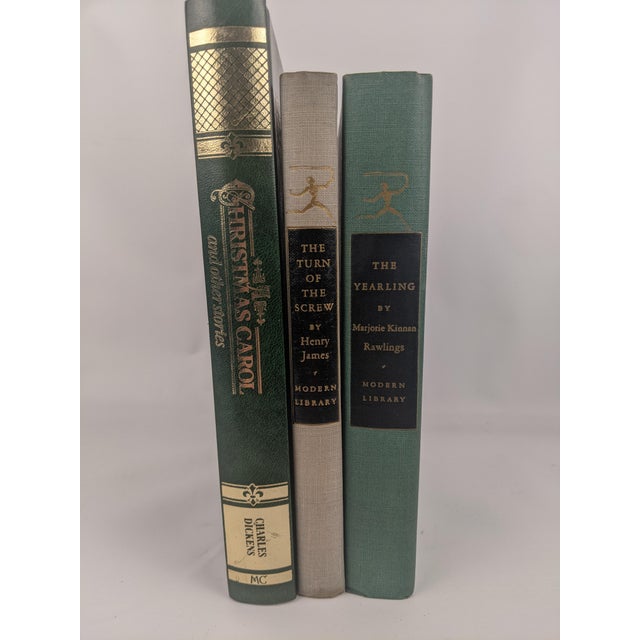 Vintage Classic Literature Decorative Books in Green & Gold, Set of 3 For Sale In New York - Image 6 of 12