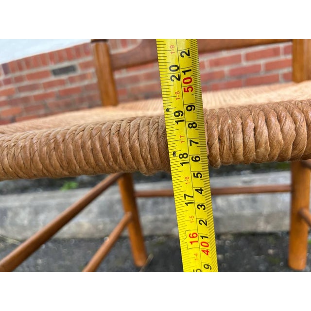 Vintage French Country Style High Ladder Back Maple Rush Seat Dining Chairs, 1960s - Set of 6. Possibly by Ethan Allen For Sale - Image 15 of 17