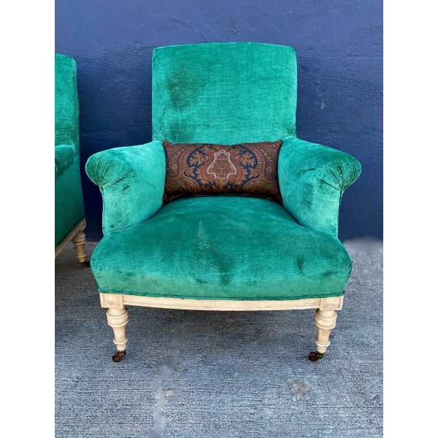 Pair William IV Club Chairs, Style of Howard & Sons For Sale - Image 4 of 11