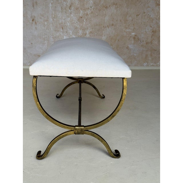 Spanish Gilt Iron Bench With Scrolled Feet For Sale - Image 10 of 12