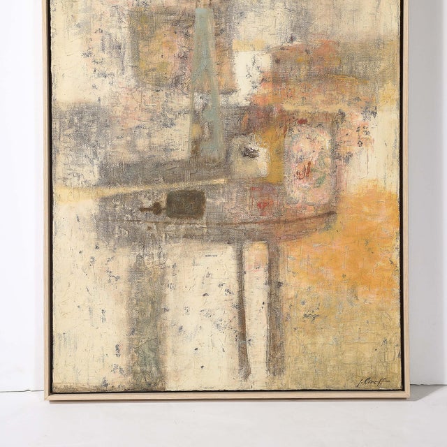 1950s Mid-Century Abstract Color Field Still Life Entitled "Foyer" in Oil on Canvas Joe Caroff For Sale - Image 5 of 13