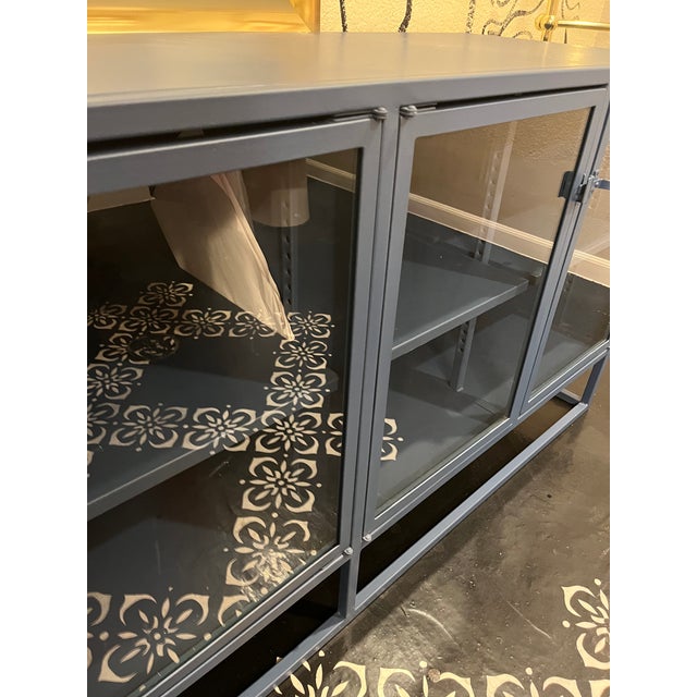 Pottery Barn Blue Metal Frame Credenza Chairish