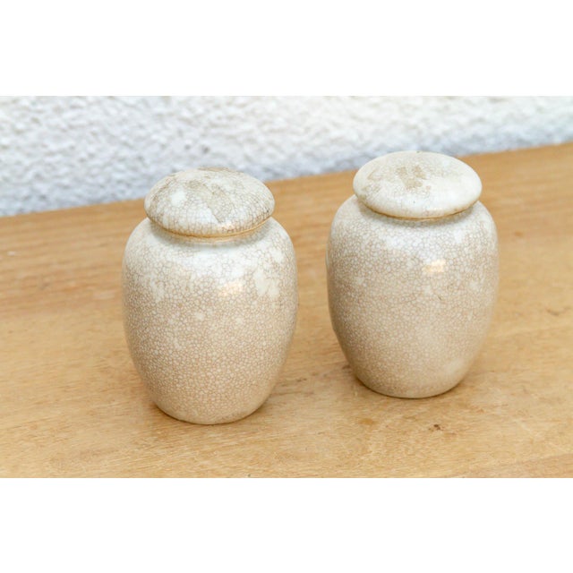 Pair of Petite Crackle Glaze Jars With Lids For Sale - Image 4 of 9