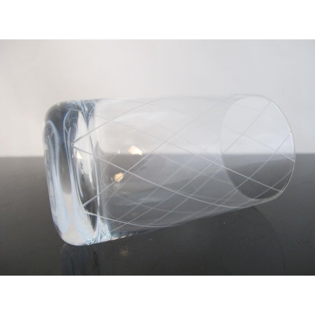 Tiffany & Co Crystal Etched Diamond Criss-Cross MCM Tumbler Glass Set of 4 For Sale - Image 10 of 10