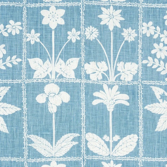 Mid-Century Modern Sample - Schumacher Georgia Wildflowers Fabric in Blue For Sale - Image 3 of 5