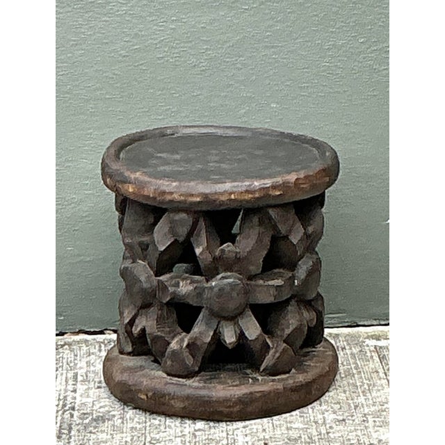 Late 20th Century Vintage Hand Carved Bambileke Low Stool For Sale - Image 5 of 12