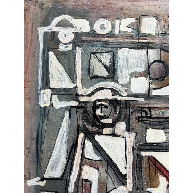 Abstract Mixed Media Oil Painting by Jadden Massanet Offered for sale is an oil-on-canvas mixed media figurative...