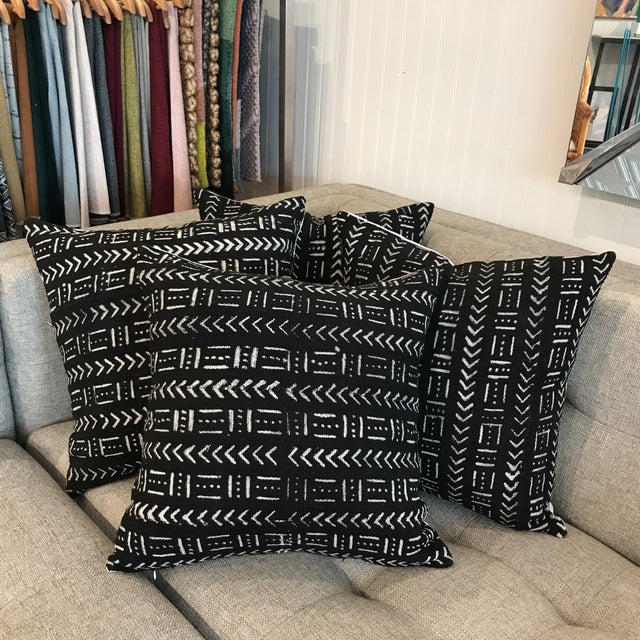 African Mudcloth Throw Pillow in Black Chairish