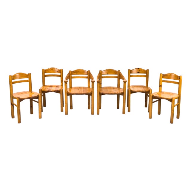 Pine Dining Chairs in the style of Rainer Daumiller, 1970s, Set of 6 For Sale