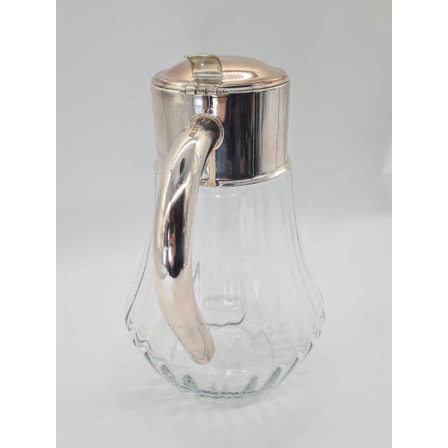 Modern Antique Glass Pitcher with Silver-Plated Mount, 1910s For Sale - Image 3 of 11