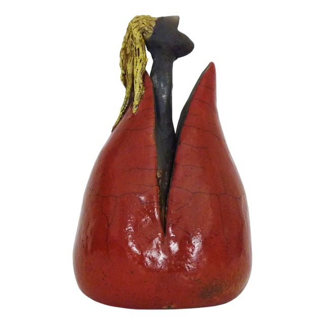 Raku Terracotta Sculpture, 1980s For Sale