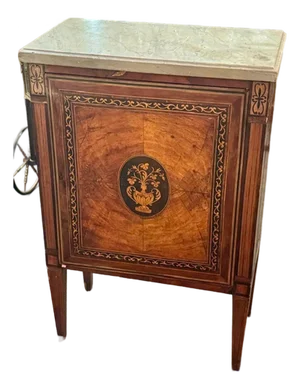 Early 19th Century Italian Inlaid Walnut Marble Top Side Table
