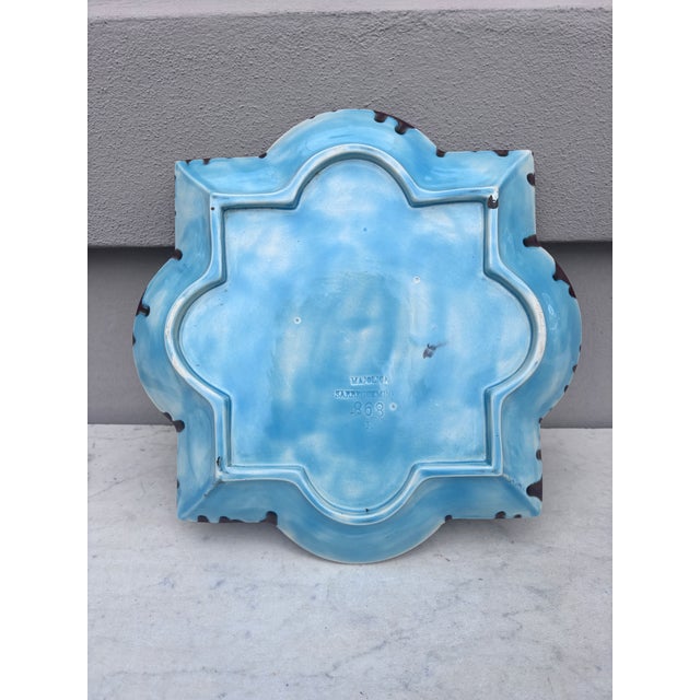 Ceramic Large French Majolica Olives Leaves Platter Sarreguemines, Circa 1870 For Sale - Image 7 of 7