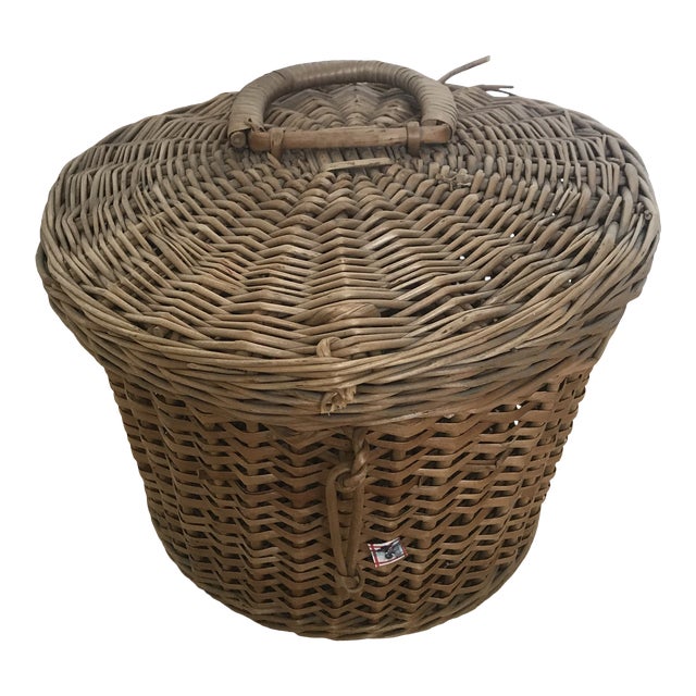 Vintage Round Wicker Basket With Lid Chairish