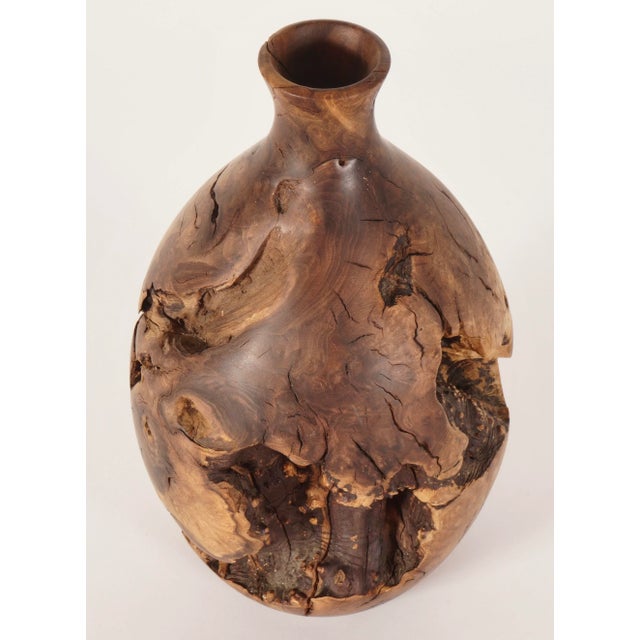 1980s Hand Turn Burlwood Vase For Sale In Miami - Image 6 of 6